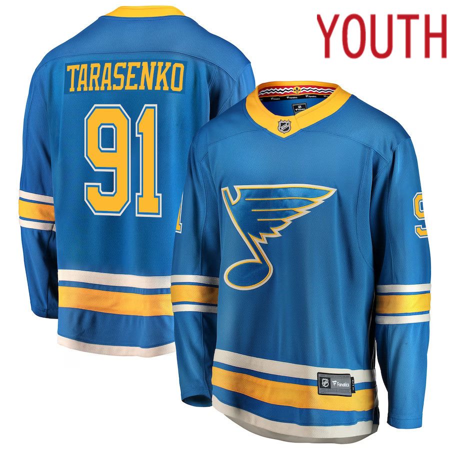 Youth St. Louis Blues 91 Vladimir Tarasenko Fanatics Branded Blue Breakaway Alternate Player NHL Jersey